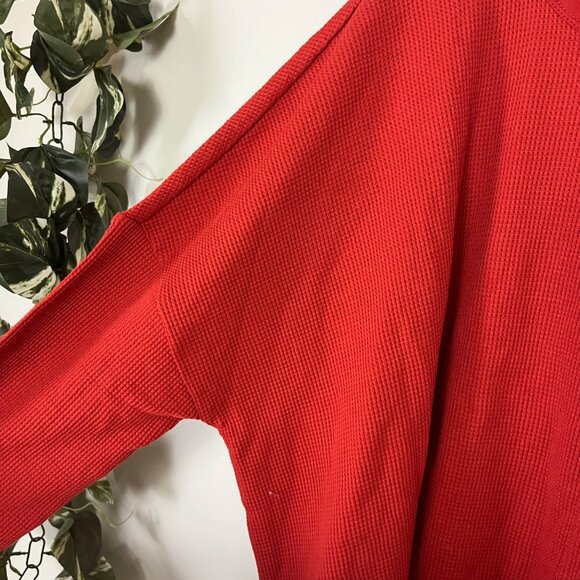 By Anthropologie Nori Waffle Knit Pullover Thermal Henley Sweater Rust NWT Sz L - Picture 5 of 9